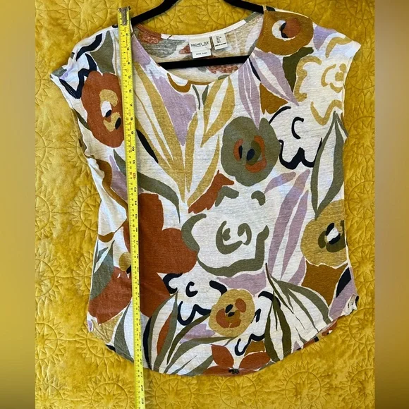 Rachel Zoe linen floral top size Large - Picture 5 of 6